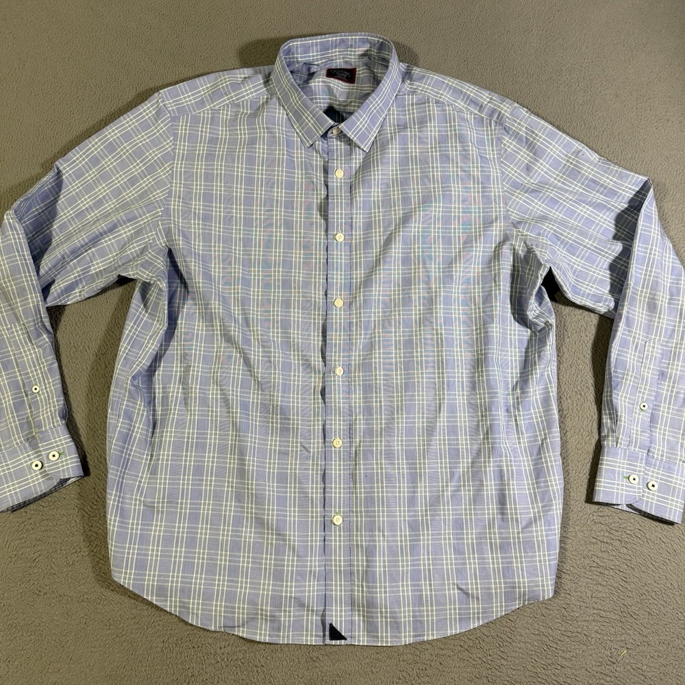 Untuckit Shirt Mens XXL Button Up Blue Plaid Casual‎ Long Sleeve Dress